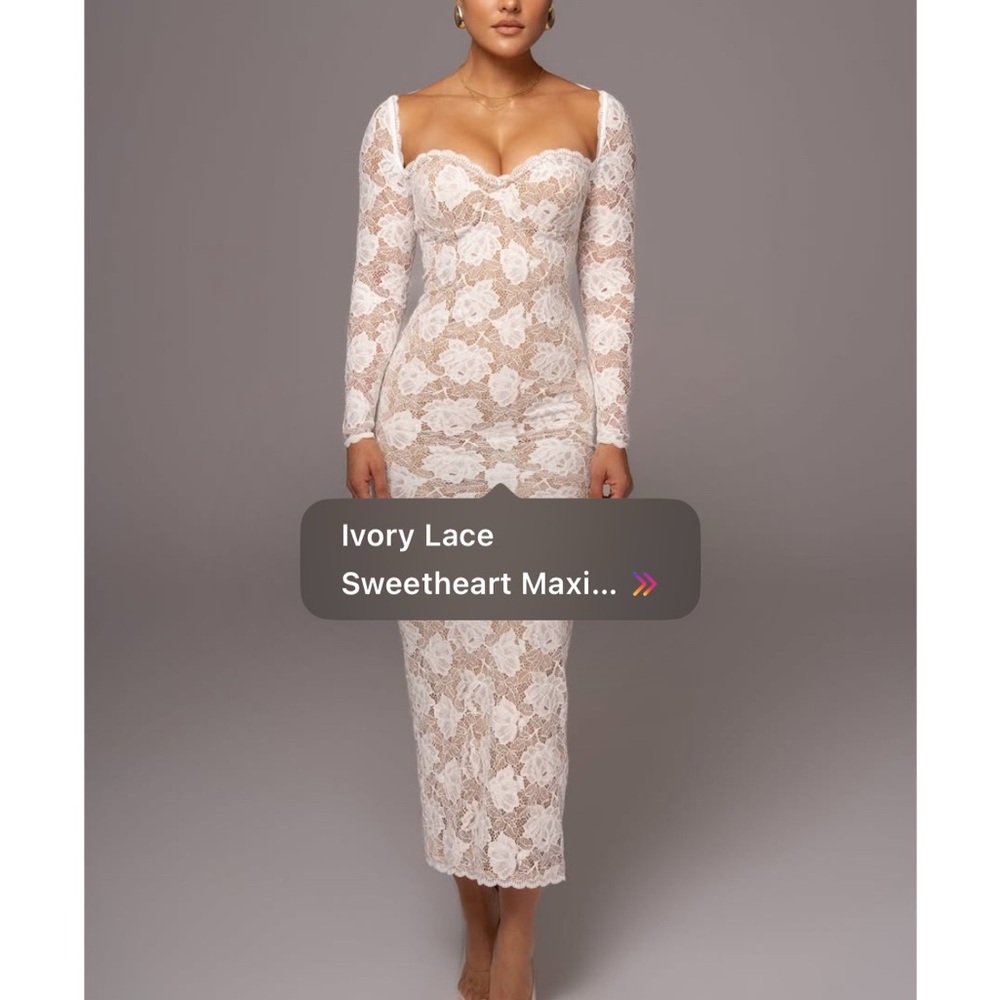JLUXLABEL Ivory Lace Sweetheart Maxi Dress Size Small
